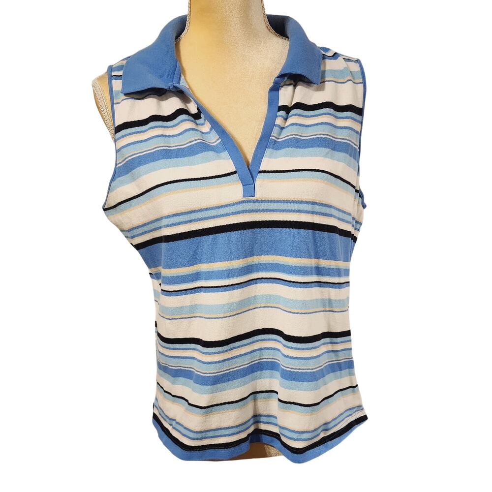 St. John's Bay Y2K Sleeveless V-Neck Striped Sleeveless Size XL